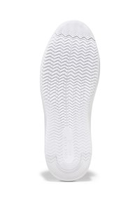 Sole di sneaker bianca con un motivo a zigzag, caratterizzata da una forma arrotondata e una finitura liscia. Include il logo del marchio in rilievo.