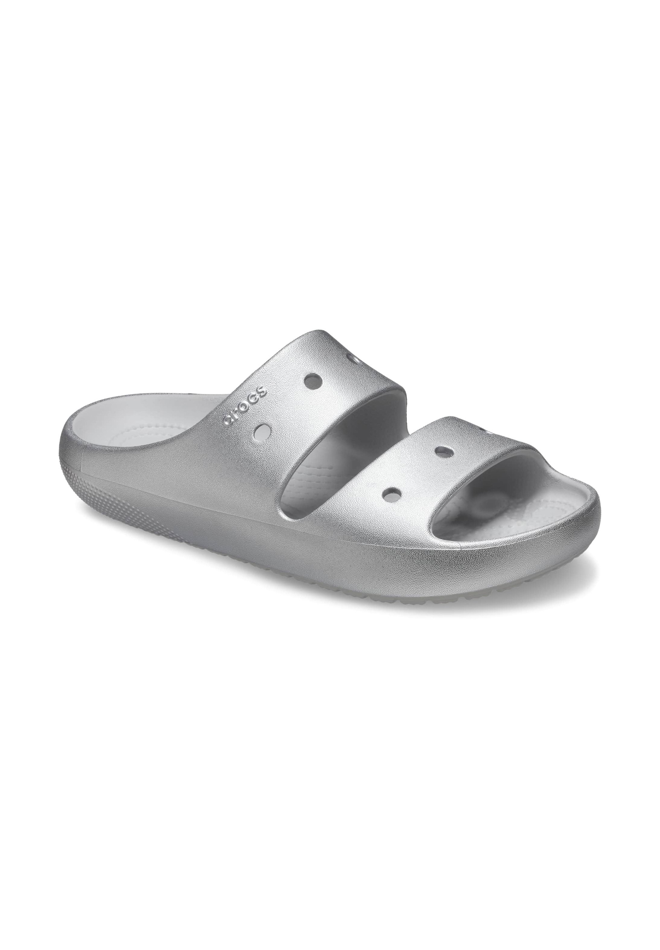 silver crocs sandals