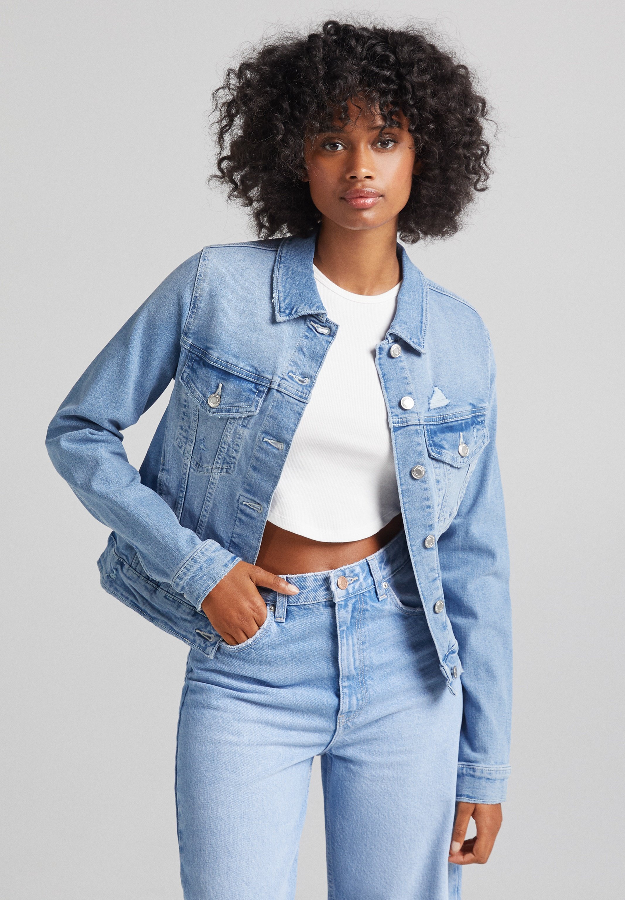 Veste En Jean Femme CHICO'S PLATINE - Délavé Foncé Taille 1 (M), Fermeture Pression