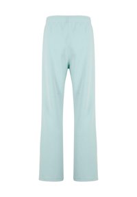 Helle blaue, Baumwollmischung, elastische Hose mit geradem Bein-Design. Glatte Textur, keine sichtbaren Muster oder Akzente.