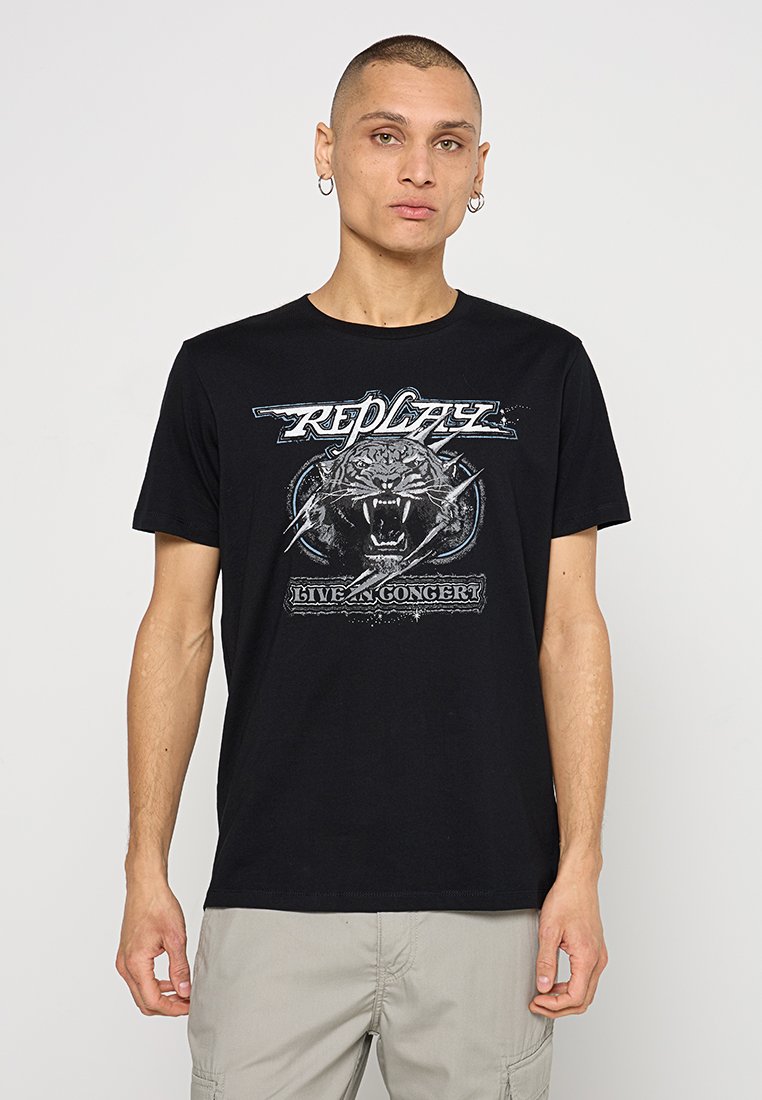 Replay T-shirt print zwart Replay T-shirt print zwart