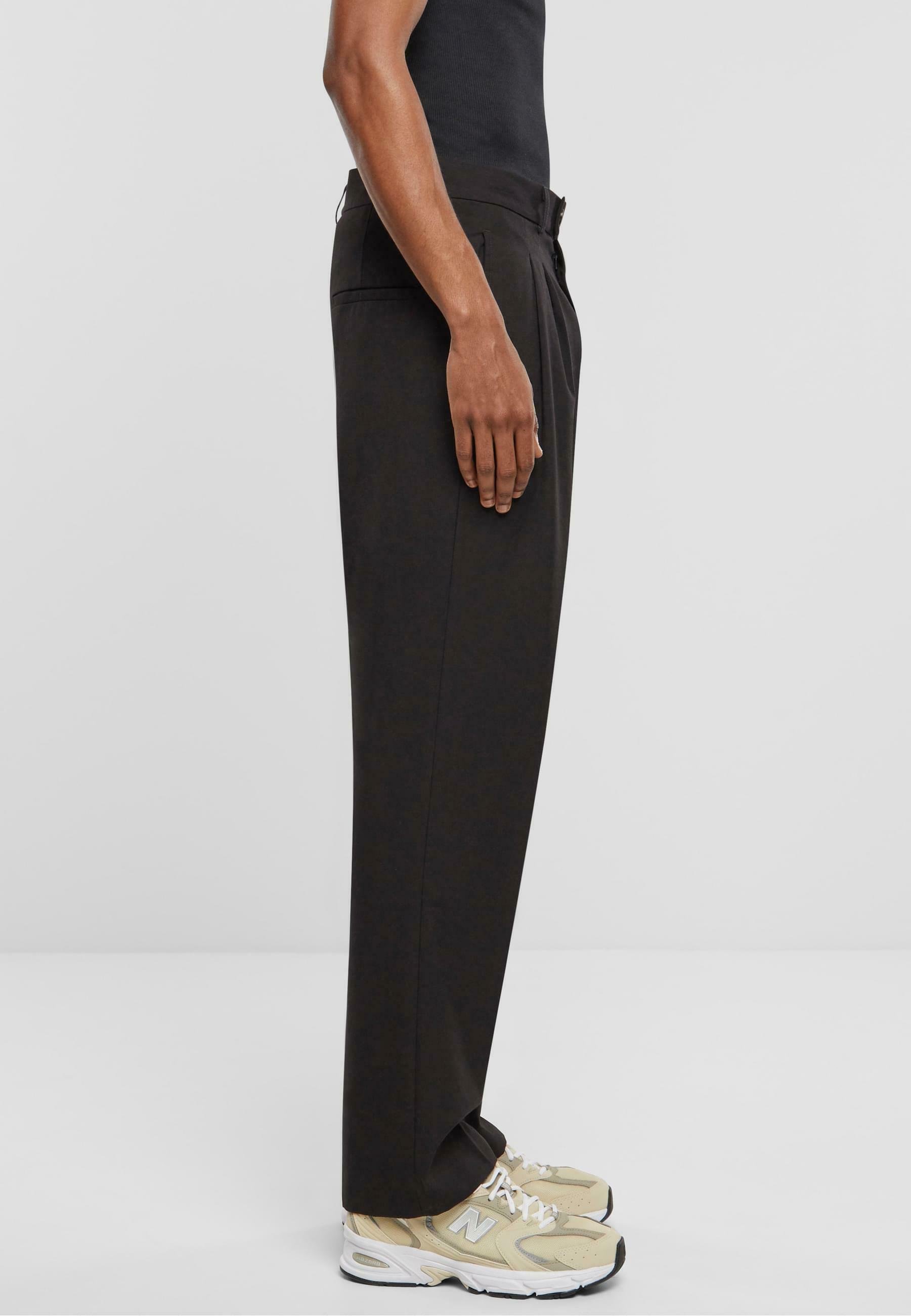 Urban Classics DOUBLE PLEATED PANTS - Trousers - black - Zalando