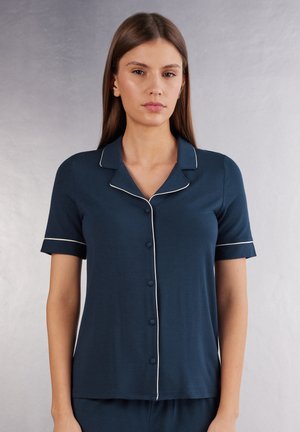 KURZÄRMELIGES, VORNE OFFENES - Pyjamasöverdel - blau intense blue