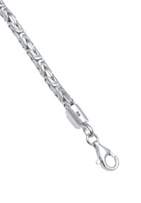 Armband aus Sterlingsilber mit kunstvollem gewebtem Muster, versehen mit einem robusten Karabinerverschluss und der Prägung "925" für Silbergehalt.