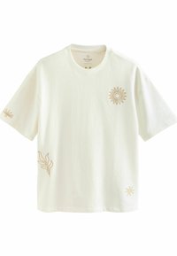 Next - REGULAR FIT - PLACEMENT FLORAL  - Trükipildiga T-särk - ecru texture Väikepilt 1