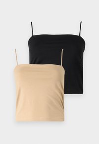 SPAGETTI STRAP SINGLET 2 PACK - Topper - black/beige