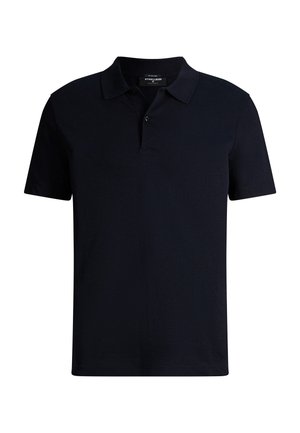 Zwart kort mouw poloshirt met kraag en twee knopen aan de placket, effen ontwerp, katoenen materiaal, merklabel aan de binnenkant van de kraag.