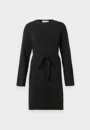 VILA, VILIGA O NECK BELTED DRESS - Φόρεμα-πουλόβερ - black beauty
