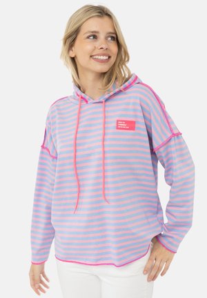 Zwillingsherz, HOODIE BW NEON STREIFEN & PATCH - Kapuzenpullover - hellblau