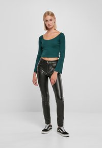 Urban Classics SHORT RIB WIDE V NECK LONGSLEEVE - Långärmad tröja - jasper