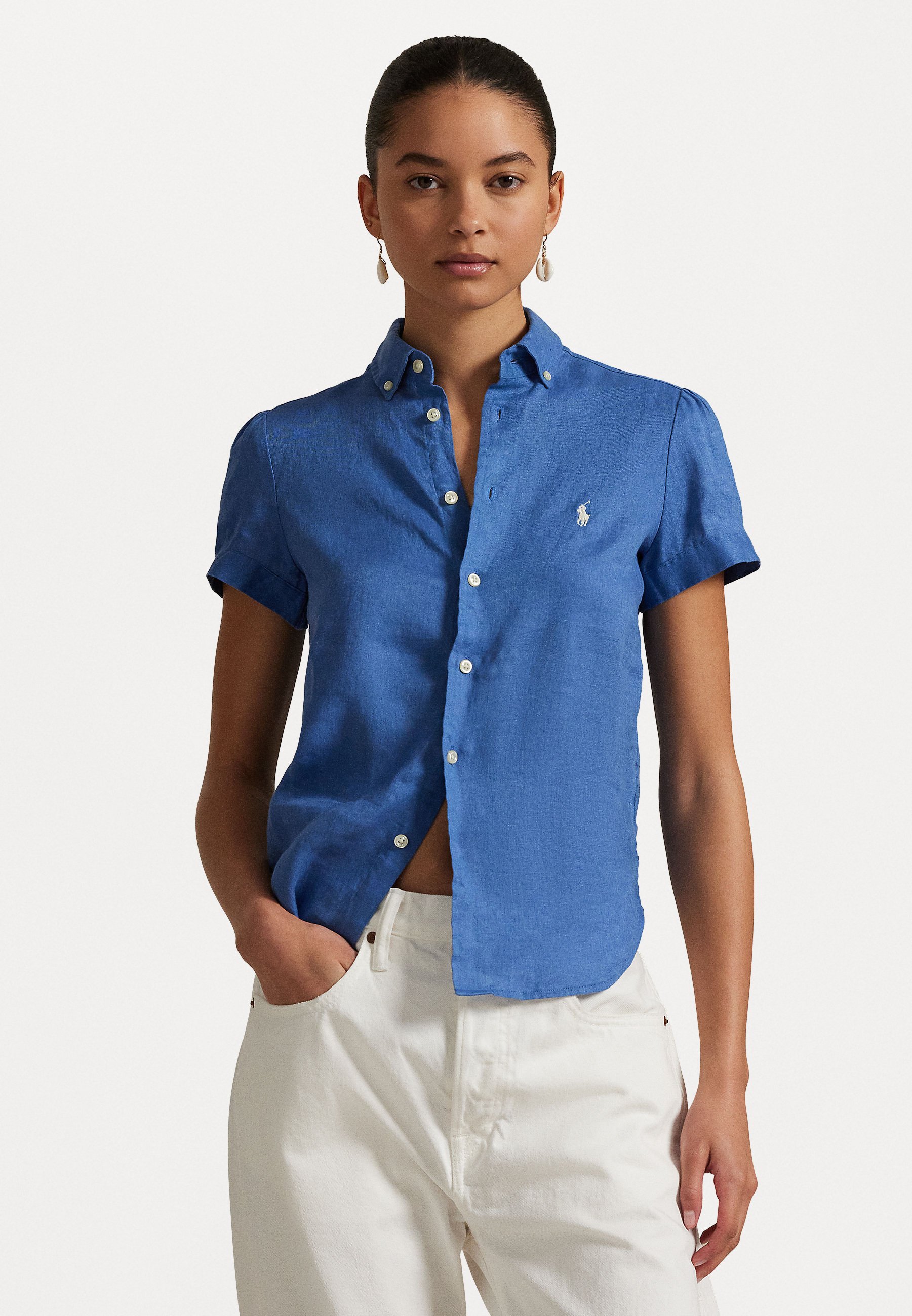 売れ筋商品|||ラルフローレン シャツ レディース トップス WOVEN SPORT SHIRT - Button-down blouse - retreat blue Polo Ralph Lauren LINEN SHORT SLEEVE SHIRT - Button-down