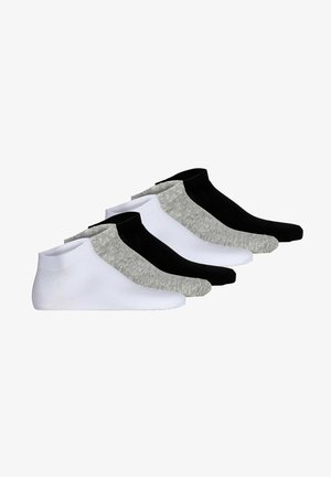 Cinque paia di calzini corti in nero, bianco e grigio. Realizzati in cotone con una texture liscia e aperture elastiche per una vestibilità sicura.