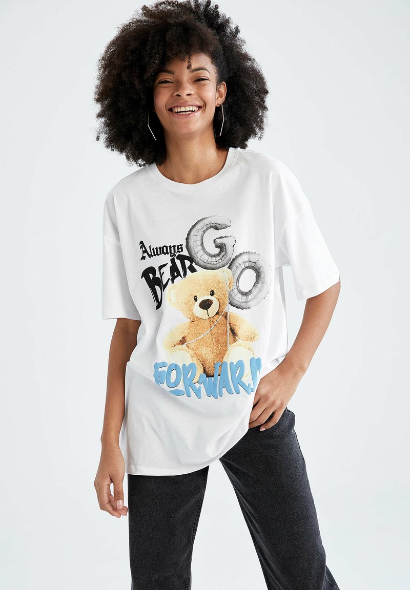 Damen T-Shirts | DeFacto REGULAR FIT T-Shirt print white/weiß - HX82101 Damen T-Shirts | DeFacto REGULAR FIT T-Shirt print white/weiß - HX82101