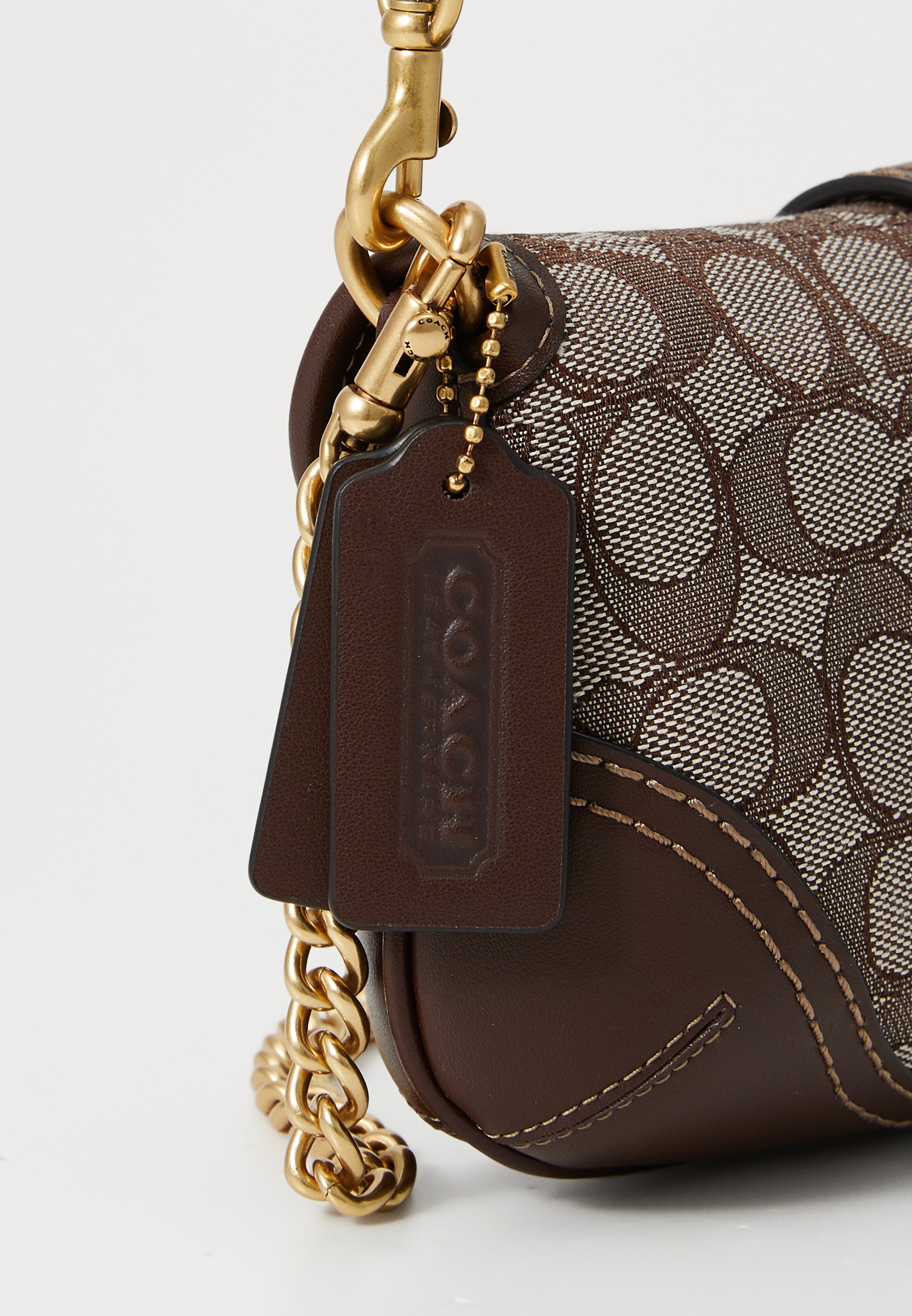 バッグ coach signature hand bag soho leather Coach Brown W/leather Soho Signiture Zip Jacquard Satchel