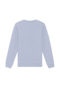 Lichtblauwe crewneck sweatshirt met lange mouwen, gemaakt van zachte stof. Heeft ribgebreide manchetten en een naadloze halslijn.