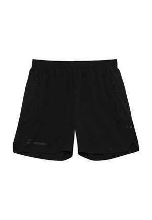 Sorte atletiske shorts lavet af letvægtsstof. Har en elastisk talje, to lynlåslommer i siden og et tekstureret panel på siderne.