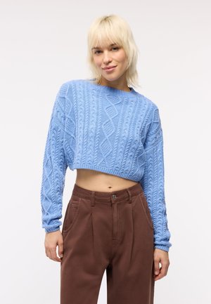 Terranova, MAGLIA EFFETTO TRECCE - Maglione - celeste melange