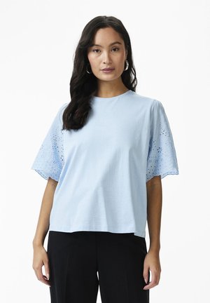 LEX SS W EMB SLEEVES S NOOS - T-shirt imprimé - clear sky