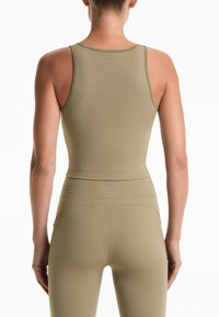 OYSHO SLEEVELESS WAFFLE TANK - Top - mottled green