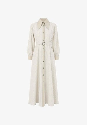 Touché Privé, BELTED DRESS WITH COLLAR DETAIL - Μάξι φόρεμα - beige