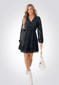 Cupshe FLORAL PEASANT SLEEVE MINI - Robe de jour - black
