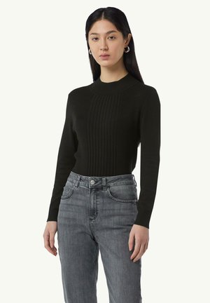 MIT FEINEM STRUKTUR  - Strickpullover - schwarz