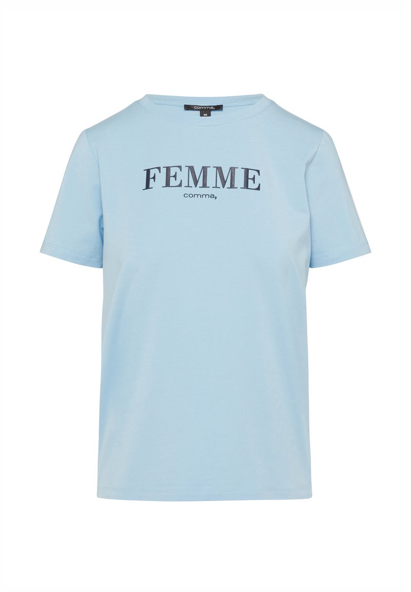 comma T-shirt print lichtblauw