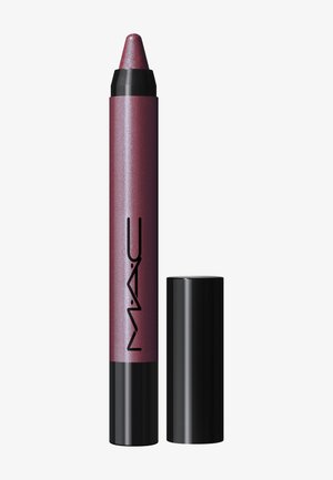 MAC læbestiftkrayon i en glitrende mauve nuance med en spids ende; har et sort låg og branding på siden. Kompakt og cylindrisk design.