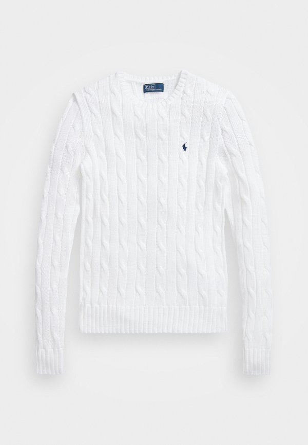 Cable Knit Cotton Crewneck Sweater - Jumper - weiss4