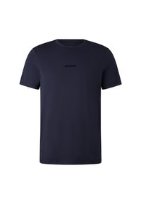 Marineblå bomulds t-shirt med korte ærmer, rund hals og diskret BOGNER-logo trykt i sort på brystet. Glat tekstur, normal pasform.