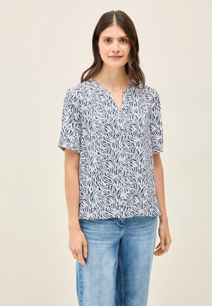 GEMUSTERTE SPLIT NECK - Blouse - weiß