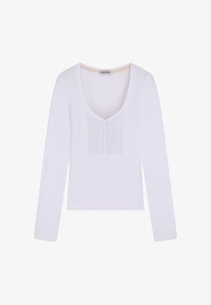 Guess, GJ LS LACE WAFFLE HENLEY TOP - T-shirt à manches longues - weiß