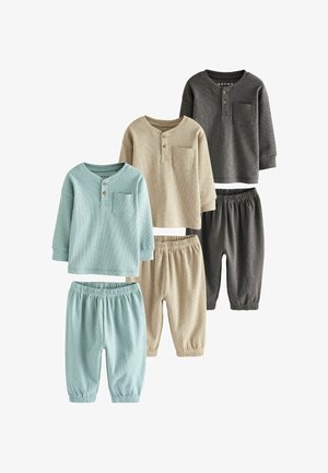 Next, REGULAR FIT 3 PACK SET - Pigiama - black grey ribbed grandad