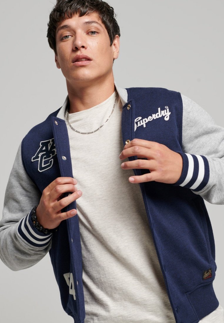 Superdry VINTAGE COLLEGIATE Bomber Jacket dark blue/mottled light