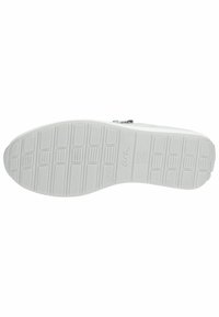 Sola di sneaker bianca con modelli di grip testurizzati ed elementi rialzati piccoli. Caratterizzata da logo del marchio in rilievo, bordi lisci e altezza del tacco standard.