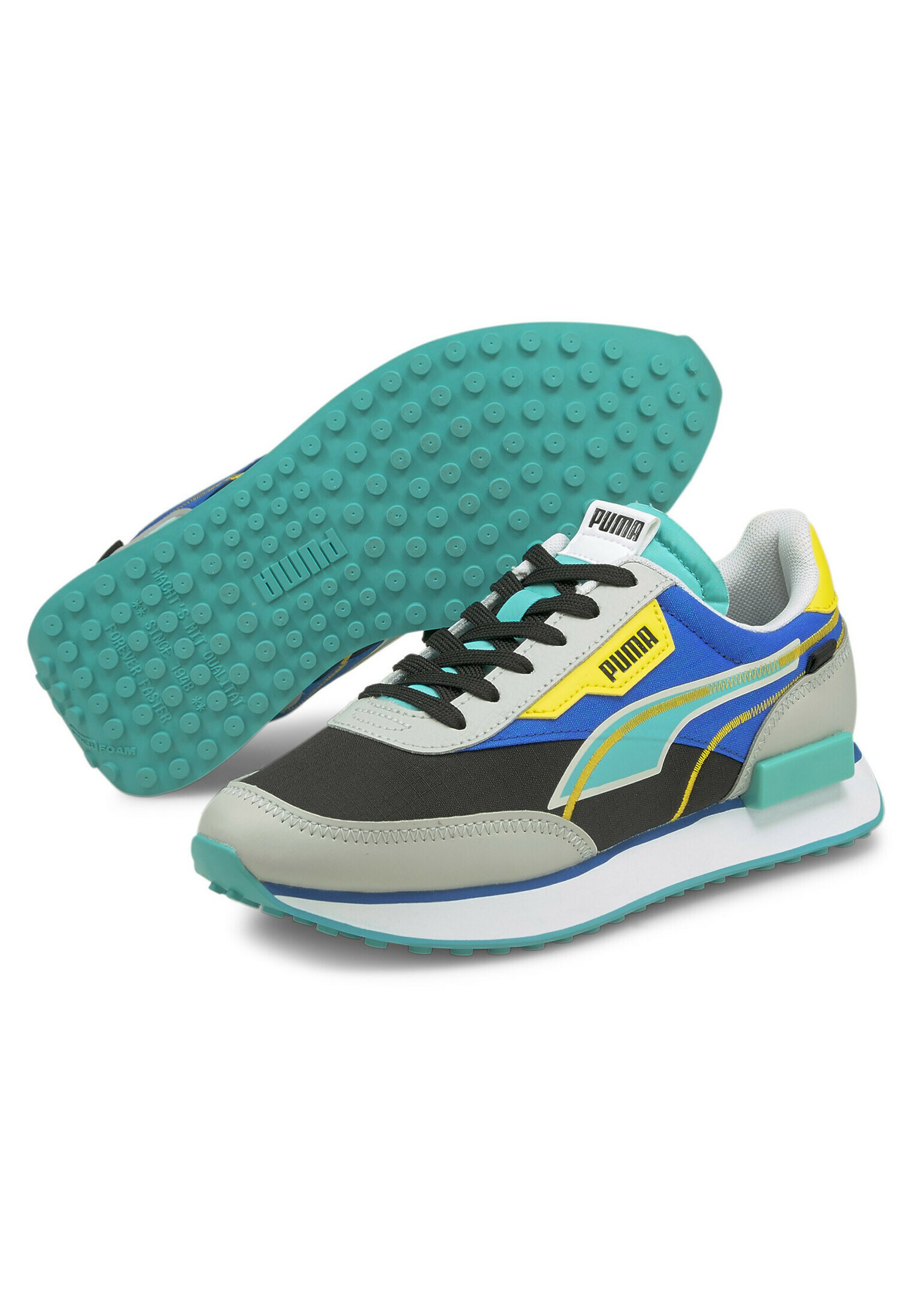 puma rider twofold white blue black