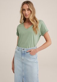 WE Fashion - T-shirts basic - green Miniaturebillede 1