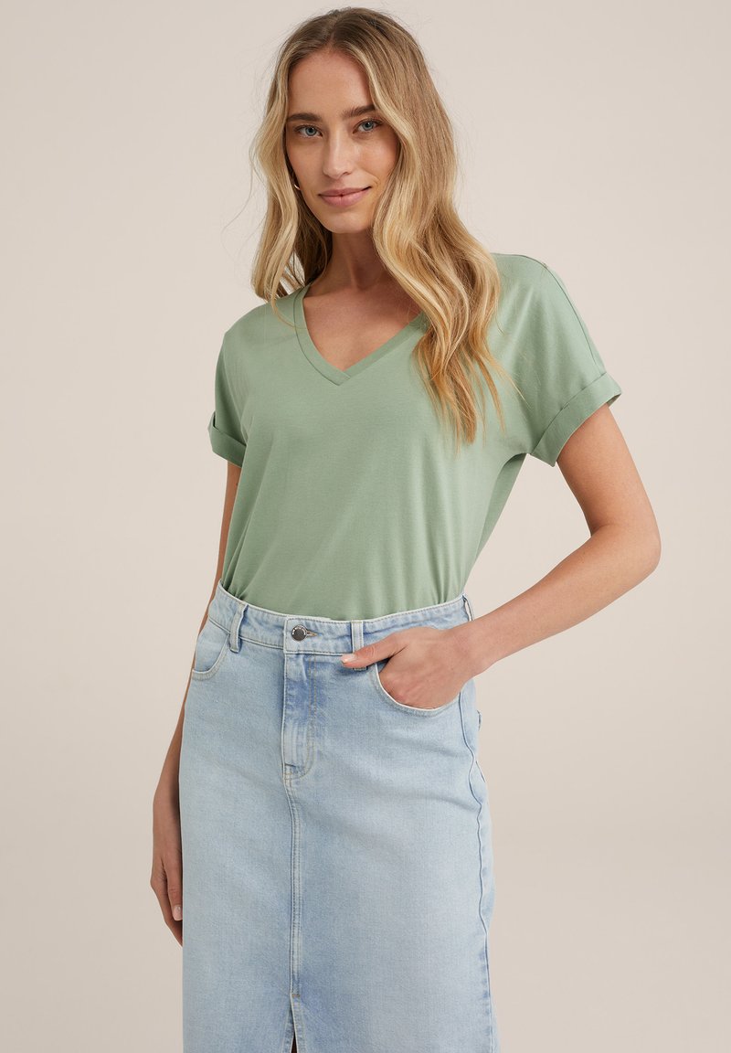 WE Fashion - T-shirts basic - green, Forstør