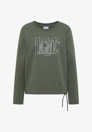 Cecil, SWEATSHIRT WITH SLOGAN AND DRAWSTRING - Sweatshirt - dried olive green