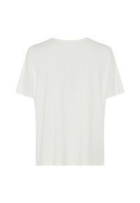 Weißes T-Shirt mit kurzen Ärmeln, rundem Halsausschnitt und lockerer Passform, aus glattem Baumwollstoff gefertigt und ohne dekorative Elemente.