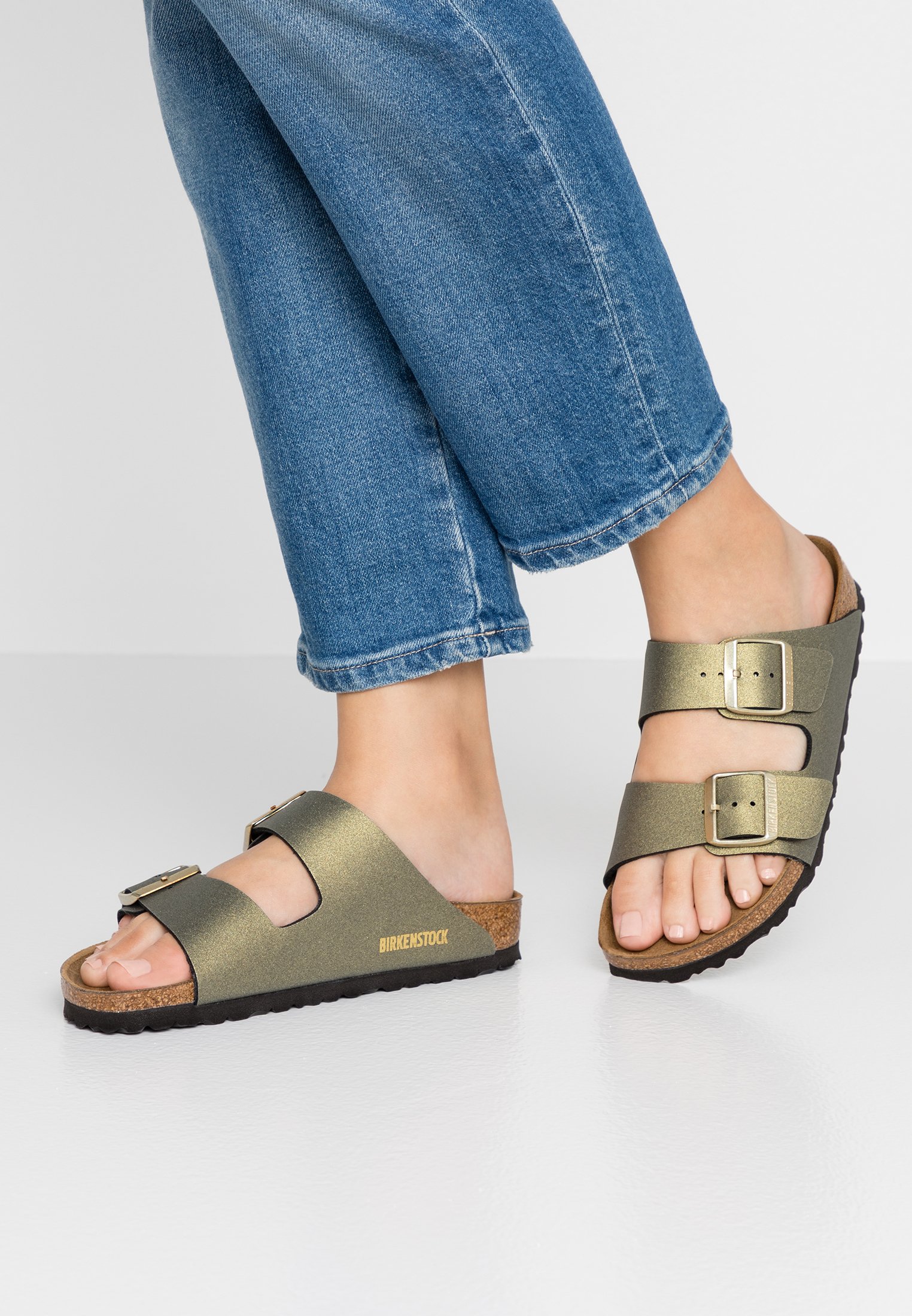 birkenstock icy metallic stone gold