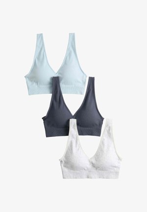 Marks & Spencer, 3 PACK SEAMLESS V-NECK CROP TOPS - Bustier - grey mix