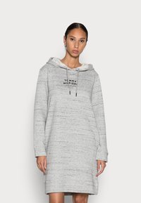 Tommy Hilfiger TEXT FLOCK SHORT HOODIE - Vestido de dia - light grey heather