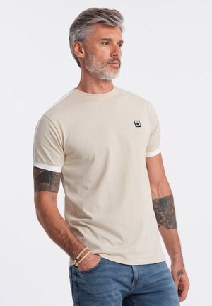 WITH CONTRASTING - T-shirt basic - cream