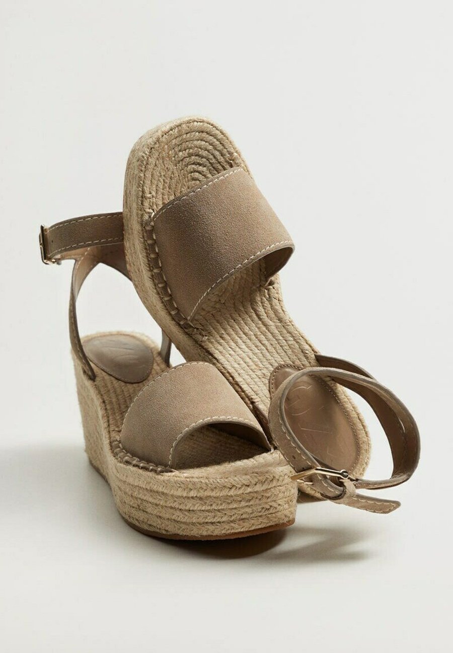 Mango Sandalen met sleehak - licht/pastelbruin/Lichtbruin - Zalando.nl
