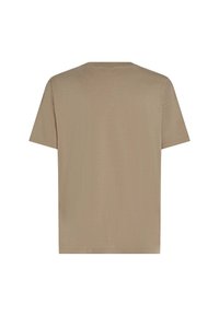 Korte mouwen t-shirt in een lichtbeige kleur, gemaakt van zachte stof met een ronde hals en een relaxte, unisex pasvorm. Geen zichtbare patronen of versieringen.