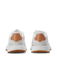 Sneaker bianche con un design perforato e accenti in pelle beige. Presentano una suola ammortizzata e una suola in gomma a contrasto per una migliore aderenza.