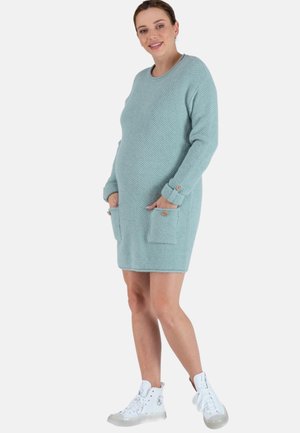 MATERNITY AND NURSING  WITH FRENCH OLIVE TREE BUTTONS HONEY - Strickkleid - sage