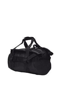 Borse a tracolla nera realizzata in tessuto durevole, dotata di manici doppi, cinghie regolabili e chiusura superiore con zip. Design compatto e versatile.