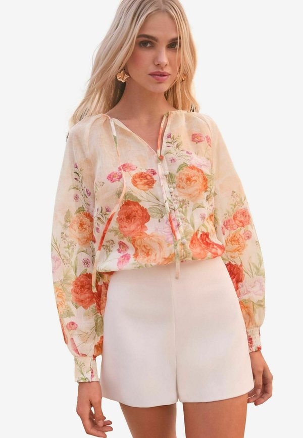 REGULAR FIT - BUTTON THROUGH FLORAL PRINTED - Bluse